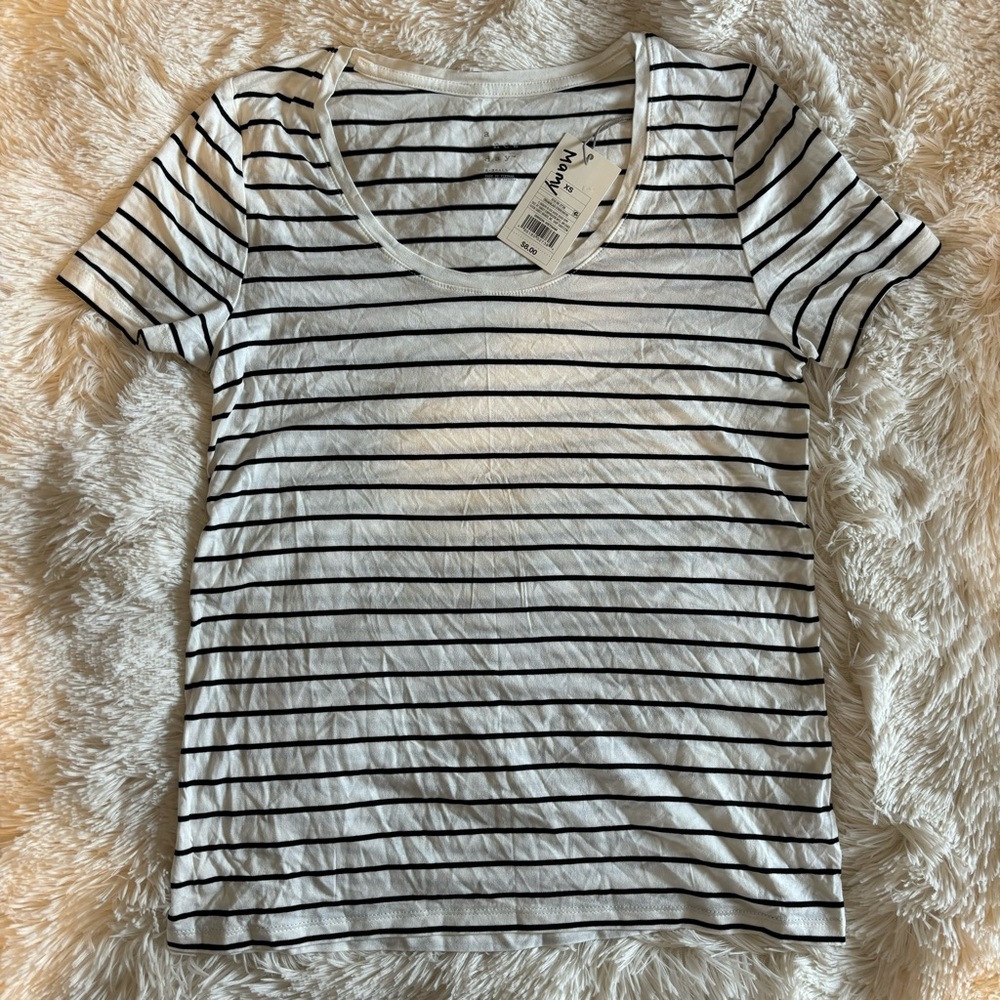 NWT cream and black stripe tee shirt